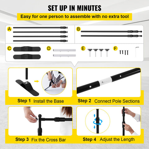 Telescopic Backdrop Banner Stand 8' x 8' Banner Stand Adjustable Step and Repeat Backdrop Banner Stand Retractable Banner Stand with Carrying Bag (8 ft)