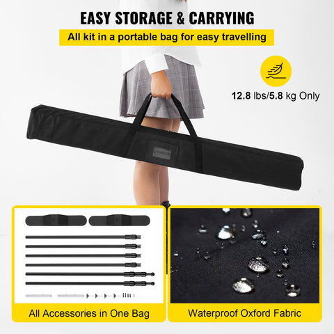 Telescopic Backdrop Banner Stand 8' x 8' Banner Stand Adjustable Step and Repeat Backdrop Banner Stand Retractable Banner Stand with Carrying Bag (8 ft)