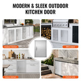 BBQ Access Door, 432x610 mm Single Outdoor Kitchen Door, Stainless Steel Flush Mount Door, Wall Vertical Door with Handle, for BBQ Island, Grilling Station, Outside Cabinet