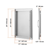 BBQ Access Door, 432x610 mm Single Outdoor Kitchen Door, Stainless Steel Flush Mount Door, Wall Vertical Door with Handle, for BBQ Island, Grilling Station, Outside Cabinet