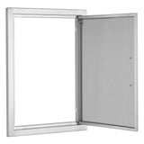 BBQ Access Door, 432x610 mm Single Outdoor Kitchen Door, Stainless Steel Flush Mount Door, Wall Vertical Door with Handle, for BBQ Island, Grilling Station, Outside Cabinet