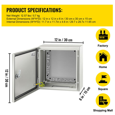 NEMA Steel Enclosure, 12 x 12 x 6''steel electrical box
electrical enclosur NEMA 4X Steel Electrical Box, IP66 Waterproof & Dustproof, Outdoor/Indoor Electrical Junction Box, with Mounting Plat