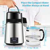 4L Water Distiller 1.5L/H Distilled Water Maker Timing Dual-Temp Silver