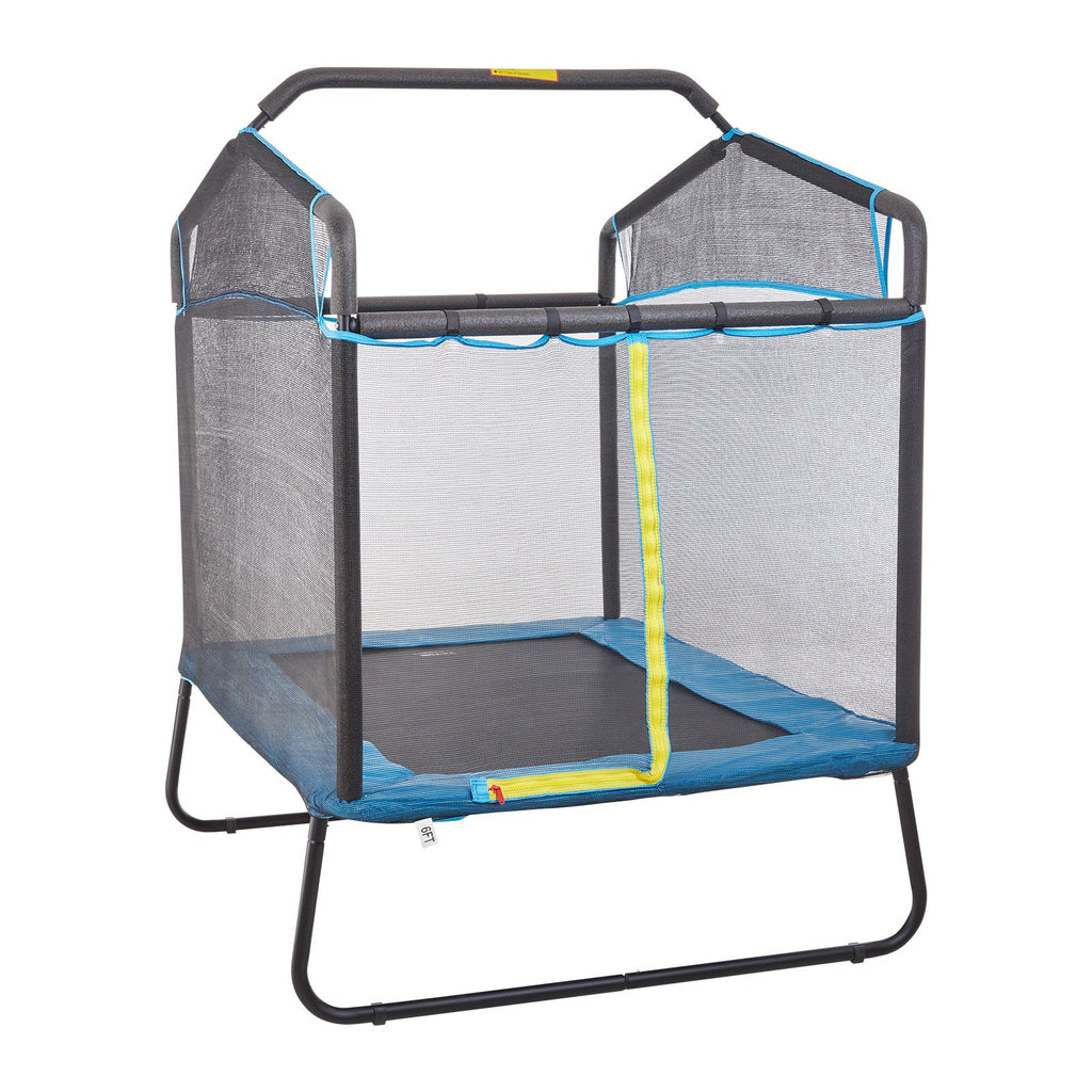 6FT Trampoline for Kids, 72" Indoor/Outdoor Toddlers Trampoline, Mini Baby Trampoline with Safety Enclosure Net, Gymnastics Bar, Hammock, Recreational Trampoline Birthday Gift for 3+ Years Kids
