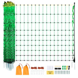 Electric Fence Netting, 0.88 x 49.98 m, PE Net Fencing with Posts & Double-Spiked Stakes, Utility Portable Mesh for Goats, Sheep, Lambs, Deer, Hogs, Dogs, Used in Backyards, Farms, and Ranches