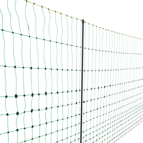 Electric Fence Netting, 0.88 x 49.98 m, PE Net Fencing with Posts & Double-Spiked Stakes, Utility Portable Mesh for Goats, Sheep, Lambs, Deer, Hogs, Dogs, Used in Backyards, Farms, and Ranches