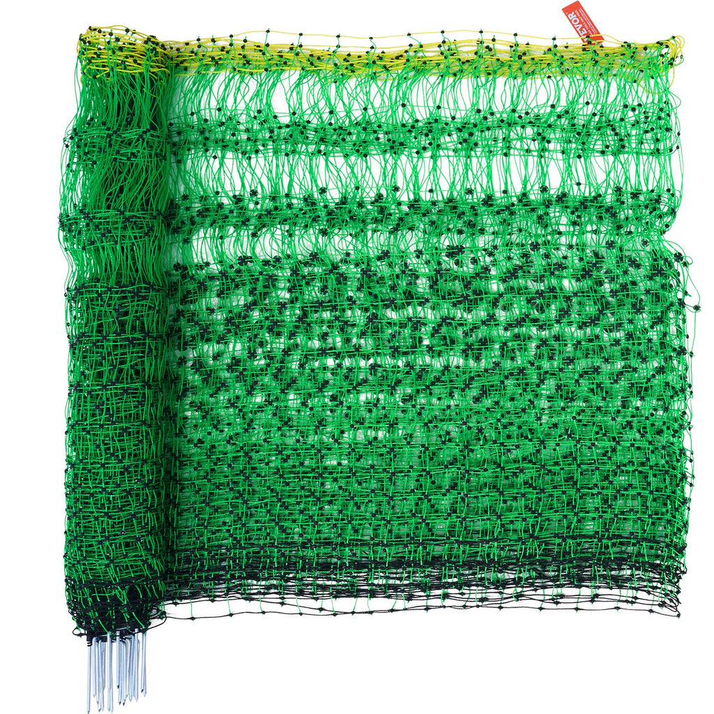 Electric Fence Netting, 1.06 x 49.98 m, PE Net Fencing with Posts & Double-Spiked Stakes, Utility Portable Mesh for Goats, Sheep, Lambs, Deer, Hogs, Dogs, Used in Backyards, Farms, and Ranches
