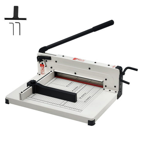 Heavy Duty Paper Cutter, 304.8 mm Industrial Commercial Guillotine Paper Cutter for A4 Paper, 400 Sheet Capacity, Solid Steel Construction, Stack Paper Trimmer for Office Home School Shop, White