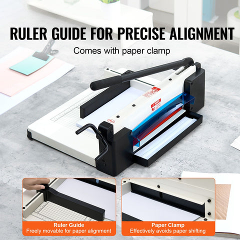 Heavy Duty Paper Cutter, 304.8 mm Industrial Commercial Guillotine Paper Cutter for A4 Paper, 400 Sheet Capacity, Solid Steel Construction, Stack Paper Trimmer for Office Home School Shop, White
