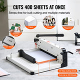 Heavy Duty Paper Cutter, 304.8 mm Industrial Commercial Guillotine Paper Cutter for A4 Paper, 400 Sheet Capacity, Solid Steel Construction, Stack Paper Trimmer for Office Home School Shop, White