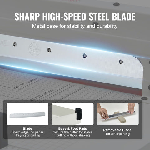 Heavy Duty Paper Cutter, 304.8 mm Industrial Commercial Guillotine Paper Cutter for A4 Paper, 400 Sheet Capacity, Solid Steel Construction, Stack Paper Trimmer for Office Home School Shop, White