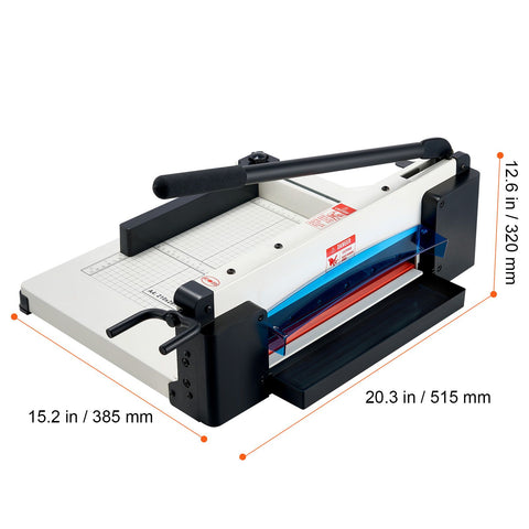 Heavy Duty Paper Cutter, 304.8 mm Industrial Commercial Guillotine Paper Cutter for A4 Paper, 400 Sheet Capacity, Solid Steel Construction, Stack Paper Trimmer for Office Home School Shop, White