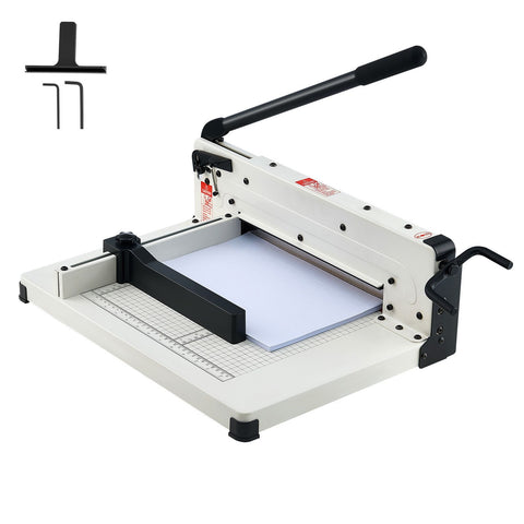 Heavy Duty Paper Cutter, 304.8 mm Industrial Commercial Guillotine Paper Cutter for A4 Paper, 400 Sheet Capacity, Solid Steel Construction, Stack Paper Trimmer for Office Home School Shop, White