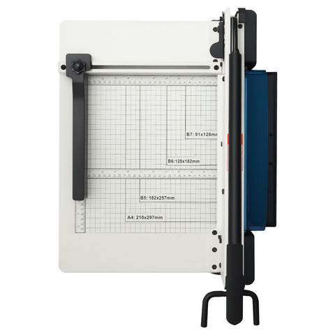 Heavy Duty Paper Cutter, 304.8 mm Industrial Commercial Guillotine Paper Cutter for A4 Paper, 400 Sheet Capacity, Solid Steel Construction, Stack Paper Trimmer for Office Home School Shop, White