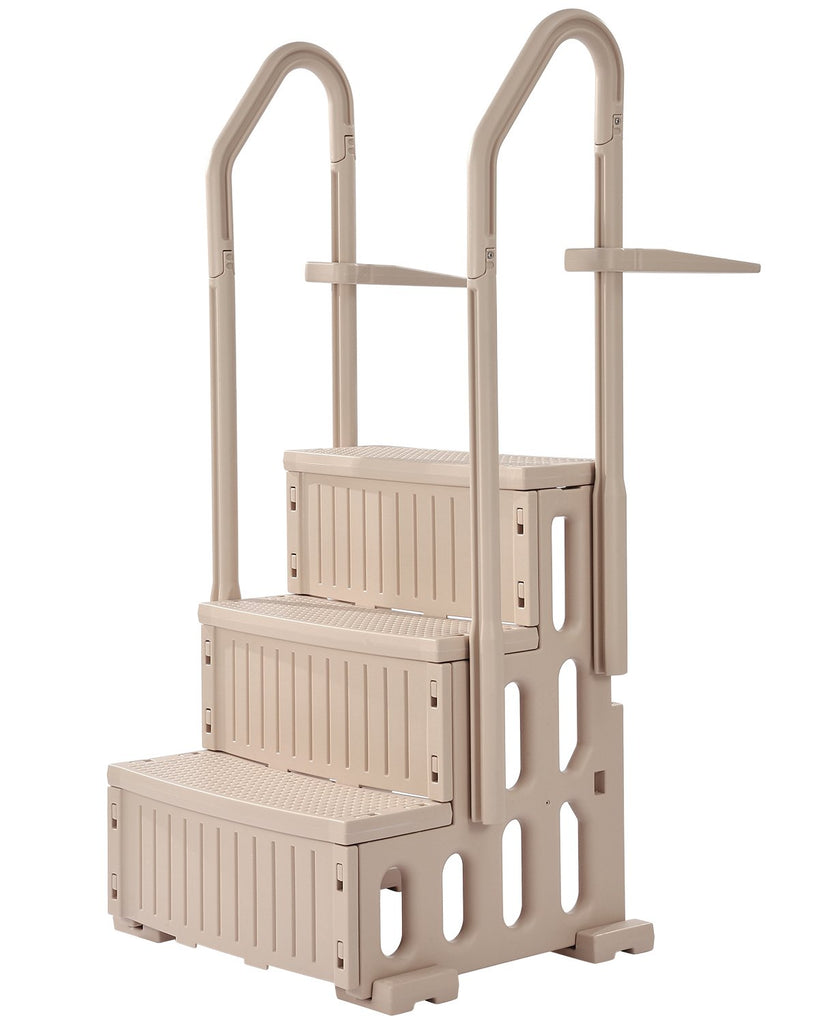 3-Step Taupe Robust Pool Ladder of 2 Handrails for 914.4-1219.2 mm Pools