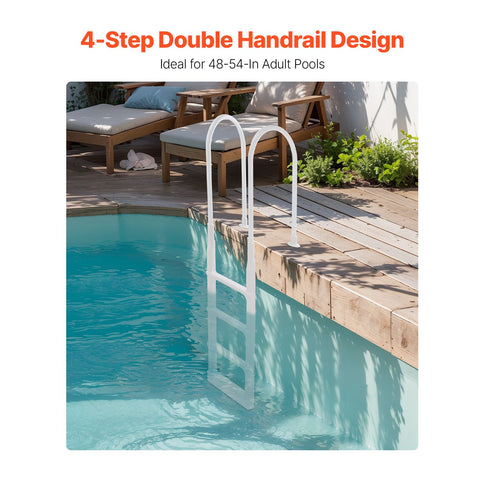 Thickened 4-Step Pool Ladder of Double Handrails for 1219.2-1371.6mm Pool