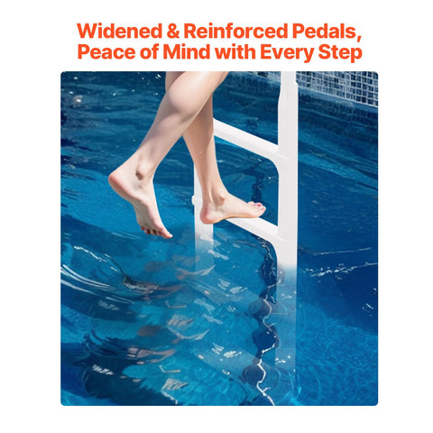 Thickened 4-Step Pool Ladder of Double Handrails for 1219.2-1371.6mm Pool