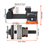 203 mm Bench Vice Multipurpose Heavy Duty Ductile Iron Swivel Locking Base