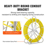 Fish Tape Fiberglass, 182.88 m, 7.9 mm, Duct Rodder Fishtape Wire Puller, Cable Running Rod with Steel Reel Stand, 3 Pulling Heads, Fishing Tools for Walls and Electrical Conduit, Non-Conductive