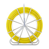 Fish Tape Fiberglass, 182.88 m, 7.9 mm, Duct Rodder Fishtape Wire Puller, Cable Running Rod with Steel Reel Stand, 3 Pulling Heads, Fishing Tools for Walls and Electrical Conduit, Non-Conductive