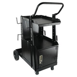 Welding Cart, 2-Tier Heavy Duty Welder Cart with Anti-Theft Lockable Cabinet, 265LBS Weight Capacity, 360° Swivel Wheels, Tank Storage Safety Chains, Welding Cabinet for TIG, ARC, Plasma Cutter