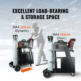 Welding Cart, 2-Tier 4 Drawers Welder Cart with 265 LBS Weight Capacity, Swivel Wheels, Tank Storage Safety Chains, Heavy Duty Rolling MIG Welder Cart for Mig Welder and Plasma Cutter