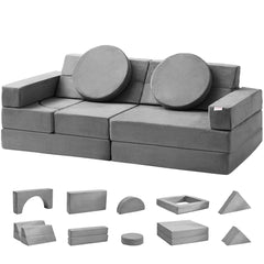 VEVOR Play Couch, 15pcs Modular Kids Nugget Couch, Toddler Foam Sofa Couch with High-density 25D Sponge for Playing, Creativing, Sleeping, Imaginative Kids Furniture for Bedroom and Playroom