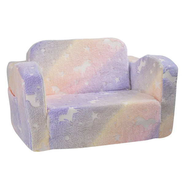 Foldable Baby Chair 2-in-1 Baby Lounger Couch Glow in Dark Kids Sofa