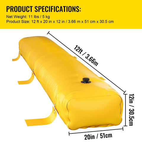 Flood Barrier Hydro Barrier 12' Length x 12" Height for Water Diversion
