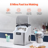 Portable Countertop Ice Maker 45Lbs/24H Self-Cleaning with Scoop Basket