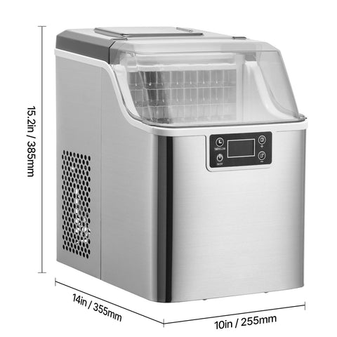 Portable Countertop Ice Maker 45Lbs/24H Self-Cleaning with Scoop Basket