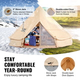 Canvas Bell Tent 3m/9.8ft 4-Season Canvas Tent for Camping with Stove Jack