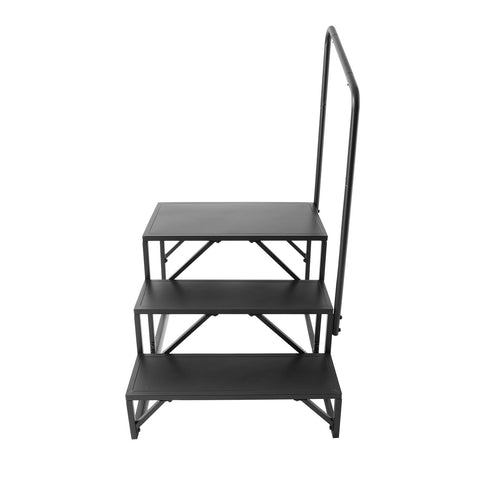RV Steps, 3-Step RV Stairs, 199.58KGS Load Capacity, Thickened Carbon Steel, With Handrail, Non-Slip Steps for Safe Entry and Exit, Suit for RV, Trailer, Camper Steps