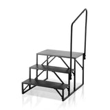RV Steps, 3-Step RV Stairs, 199.58KGS Load Capacity, Thickened Carbon Steel, With Handrail, Non-Slip Steps for Safe Entry and Exit, Suit for RV, Trailer, Camper Steps