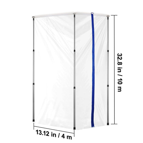 Dust Barrier Poles, 12 Ft Barrier Poles, Dust Barrier System with 4 Telescoping Poles, Magnetic Zipper, Carry Bag and 32.8x13.12 Ft Plastic Film, for Interior Decoration, Painting