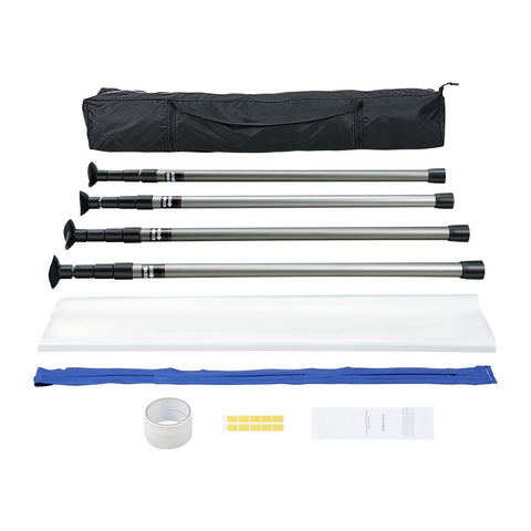 Dust Barrier Poles, 12 Ft Barrier Poles, Dust Barrier System with 4 Telescoping Poles, Magnetic Zipper, Carry Bag and 32.8x13.12 Ft Plastic Film, for Interior Decoration, Painting