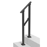 Handrails for Outdoor Steps, 1-2 Step Stair Hand Rail Kit, Transitional Carbon Steel Railings with Installation Kit, Stair Rails for Seniors, Concrete Steps & Porch & Deck, Black Square Tube