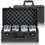 Graded Card Storage Box, 4 Slots, Graded Sports Cards Holder Carrying Case with Coded Lock Foam Dividers, for 108 PSA Graded Cards 76 BGS Cards 84 SGC Cards 388 Top Loaders or 999+ Loose Cards