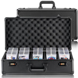 Graded Card Storage Box, 5 Slots, Graded Sports Cards Holder Carrying Case with Coded Lock Foam Dividers, for 162 PSA Graded Cards 115 BGS Cards 130 SGC Cards 585 Top Loaders or 999+ Loose Cards