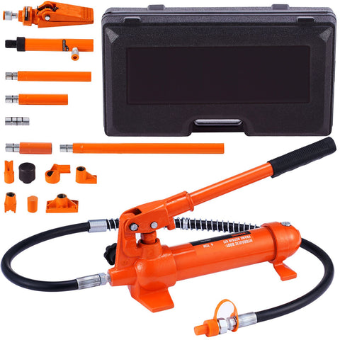 4 Ton Porta Power Kit, Portable Hydraulic Jack with 3.9 ft/1.2 m Oil Hose, Auto Body Frame Repair Kit with Storage Case for Car Repair, Truck, Farm (8800 LBS)