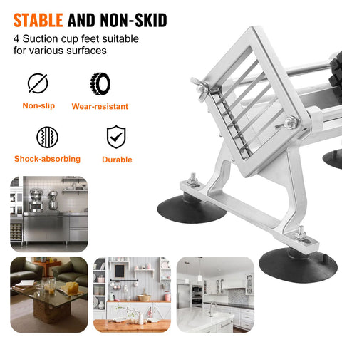 Commercial Vegetable Slicer, 1/2 inch Fruit Slicer, Stainless Steel and Aluminum Alloy Vegetable Cutter Slicer Machine, Manual Slicer with Non-slip Feet, for Radishes, Onions, Potatoes, Lemons