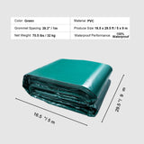 PVC Waterproof Tarp, 16.5 x 29.5 ft Heavy Duty PVC Tarpaulin, Tear-Proof and Weather-Proof, with Grommets and Reinforced Edges for Canopy Boat RV Tent Shelter Trailer Truck Cover, Green