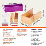 Soap Making Kit, Bamboo Cutting Box and Inner Box with Silicone Mold, Stainless Steel Straight Cutter and Wavy Cutter, 100 Bags and 105 Stickers, Soap Making Supplies DIY Kits for Adults