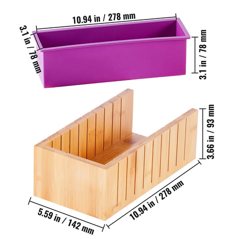 Soap Making Kit, Bamboo Cutting Box and Inner Box with Silicone Mold, Stainless Steel Straight Cutter and Wavy Cutter, 100 Bags and 105 Stickers, Soap Making Supplies DIY Kits for Adults