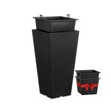 Tall Planter, Set of 2 Tall Square Tapered Planters, 57 cm Large Modern Gardening and Flower Plastic Pots, Decorative Tall Black Planter with Drainage Hole, for Porch, Patio, Indoor & Outdoor