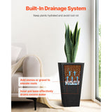 Tall Planter, Set of 2 Tall Square Tapered Planters, 57 cm Large Modern Gardening and Flower Plastic Pots, Decorative Tall Black Planter with Drainage Hole, for Porch, Patio, Indoor & Outdoor