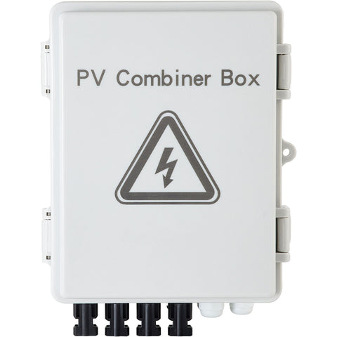 PV Combiner Box, 4 String with 15A Rated Current Fuse, 63A Circuit Breaker, Lightning Arreste Connector for On/Off Grid Solar Panel System, IP65