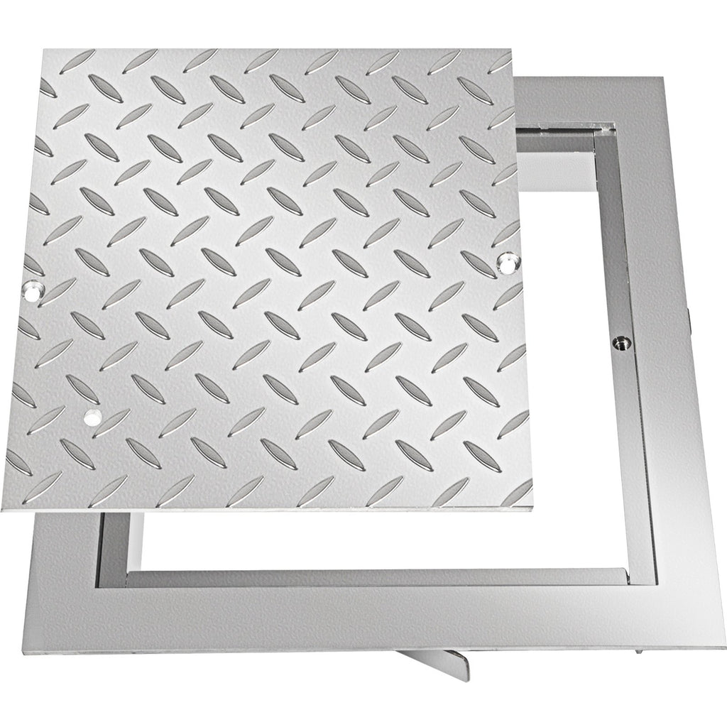 Recessed Manhole Cover 11.8""x11.8"" Clear Opening, Galvanized Steel Drain Cover Overall Size 14.5""x14.5"", Sealed Square Manhole Cover and Frame, Steel Man Hole Lid Inspection Access for Boat/