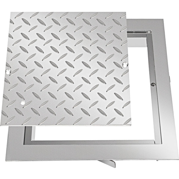 Recessed Manhole Cover 11.8""x11.8"" Clear Opening, Galvanized Steel Drain Cover Overall Size 14.5""x14.5"", Sealed Square Manhole Cover and Frame, Steel Man Hole Lid Inspection Access for Boat/