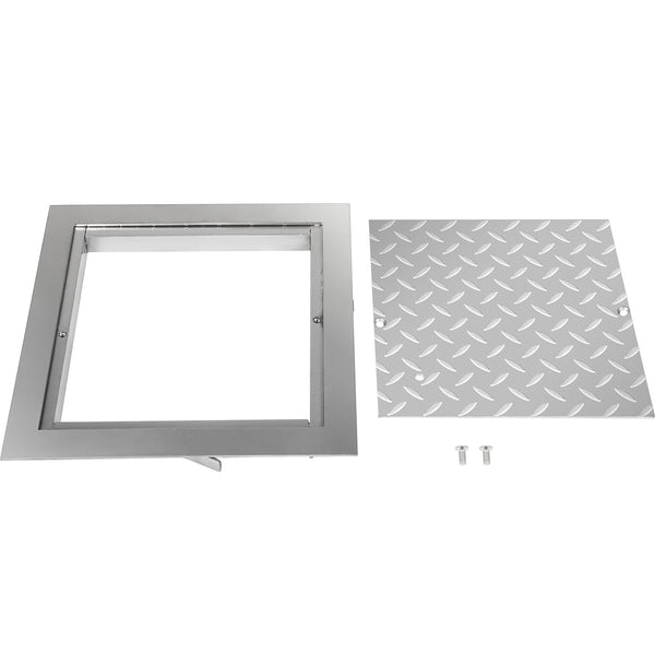 VEVOR Recessed Manhole Cover 11.8""x11.8"" Clear Opening, Galvanized Steel Drain Cover Overall Size 14.5""x14.5"", Sealed Square Manhole Cover and Frame, Steel Man Hole Lid Inspection Access for Boat/